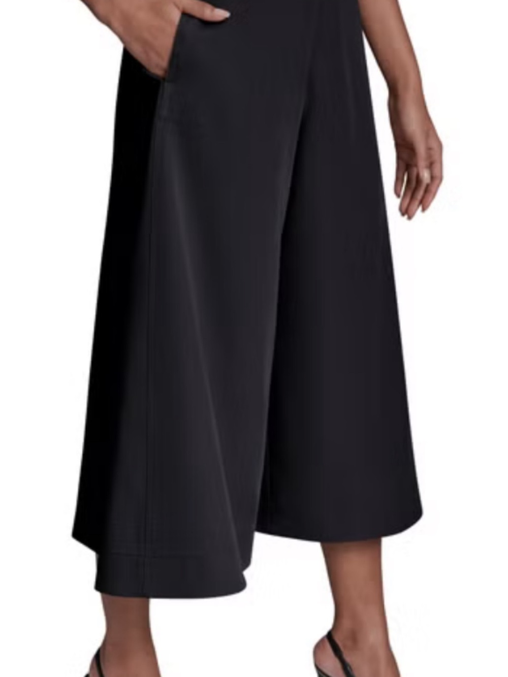 DKNY Black Wide-Leg Midi Skirt